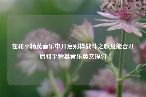 在和平精英音乐中开启别样战斗之旅及能否开启和平精英音乐英文探讨