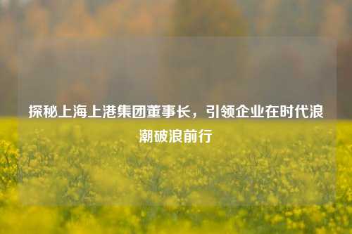 探秘上海上港集团董事长,引领企业在时代浪潮破浪前行