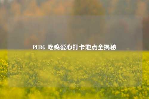 PUBG 吃鸡爱心打卡地点全揭秘