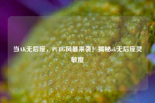 当AK无后座,PUBG风暴来袭!揭秘ak无后座灵敏度