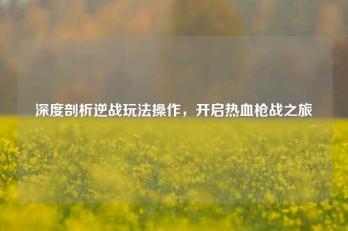 深度剖析逆战玩法操作,开启热血枪战之旅