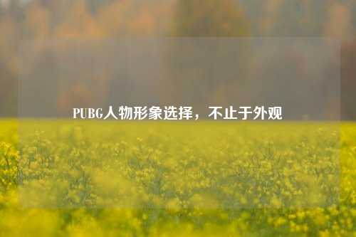 PUBG人物形象选择,不止于外观