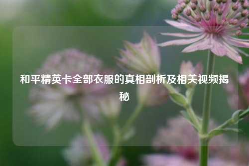 和平精英卡全部衣服的真相剖析及相关视频揭秘