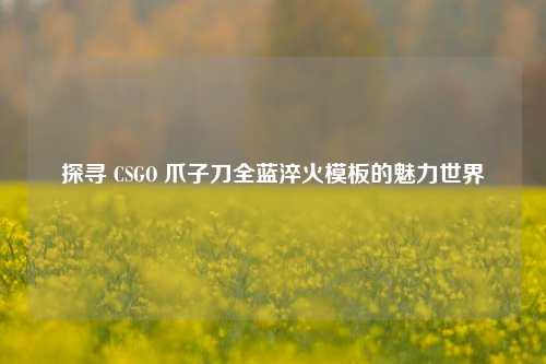 探寻 CSGO 爪子刀全蓝淬火模板的魅力世界