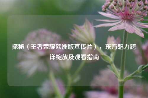 探秘〈王者荣耀欧洲版宣传片〉,东方魅力跨洋绽放及观看指南