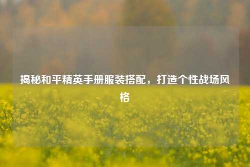 揭秘和平精英手册服装搭配,打造个性战场风格