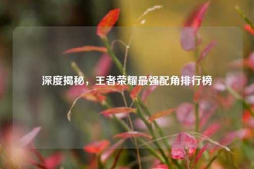 深度揭秘,王者荣耀最强配角排行榜