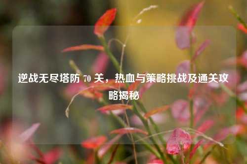 逆战无尽塔防 70 关,热血与策略挑战及通关攻略揭秘
