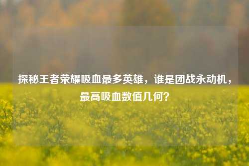 探秘王者荣耀吸血最多英雄,谁是团战永动机,最高吸血数值几何?
