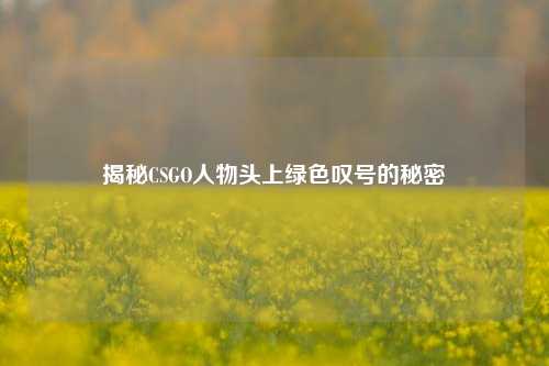 揭秘CSGO人物头上绿色叹号的秘密