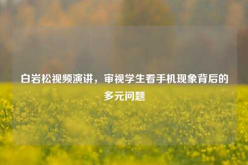 白岩松视频演讲,审视学生看手机现象背后的多元问题