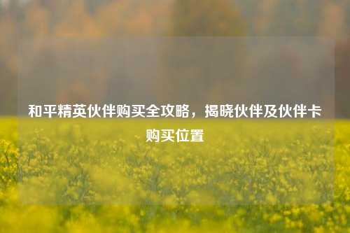 和平精英伙伴购买全攻略,揭晓伙伴及伙伴卡购买位置