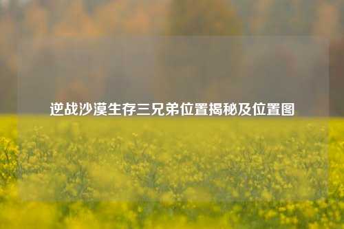 逆战沙漠生存三兄弟位置揭秘及位置图