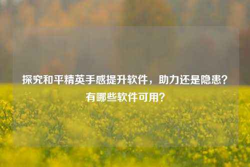 探究和平精英手感提升软件,助力还是隐患?有哪些软件可用?