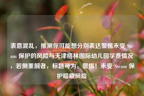 表意混乱,推测你可能想分别表达警惕未受 Steam 保护的风险与天津格林国际幼儿园学费情况,若侧重前者,标题可为,警惕!未受 Steam 保护暗藏风险