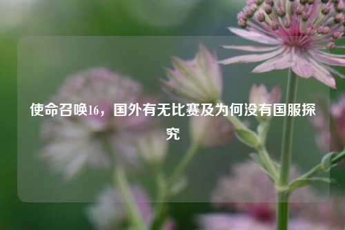 使命召唤16,国外有无比赛及为何没有国服探究