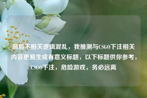 前后不相关逻辑混乱,我推测与CSGO下注相关内容更易生成有意义标题,以下标题供你参考,CSGO下注,危险游戏,务必远离