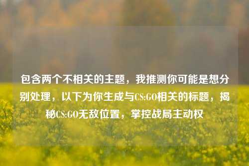 包含两个不相关的主题,我推测你可能是想分别处理,以下为你生成与CS:GO相关的标题,揭秘CS:GO无敌位置,掌控战局主动权