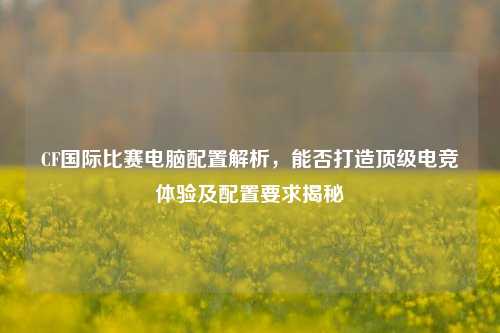 CF国际比赛电脑配置解析,能否打造顶级电竞体验及配置要求揭秘