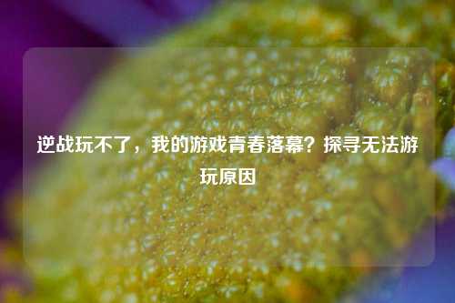 逆战玩不了，我的游戏青春落幕？探寻无法游玩原因