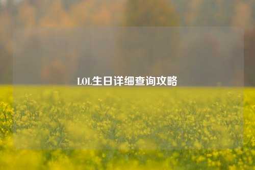 LOL生日详细查询攻略
