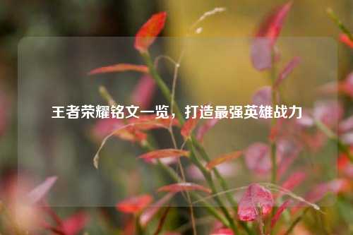 王者荣耀铭文一览,打造最强英雄战力