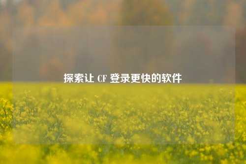 探索让 CF 登录更快的软件