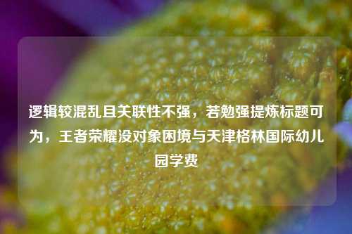 逻辑较混乱且关联性不强，若勉强提炼标题可为，王者荣耀没对象困境与天津格林国际幼儿园学费