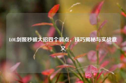 LOL剑姬秒破大招四个弱点，技巧揭秘与实战意义