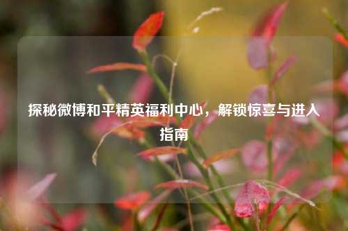 探秘微博和平精英福利中心,解锁惊喜与进入指南