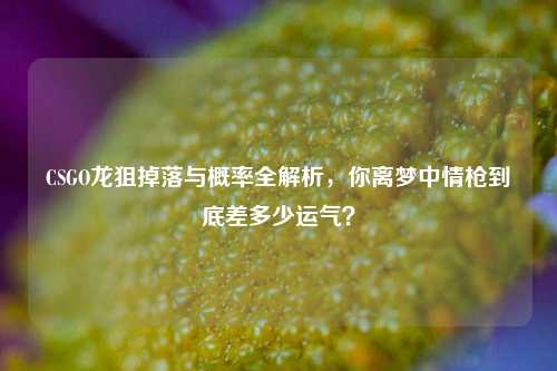 CSGO龙狙掉落与概率全解析,你离梦中情枪到底差多少运气?