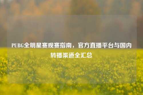 PUBG全明星赛观赛指南,官方直播平台与国内转播渠道全汇总