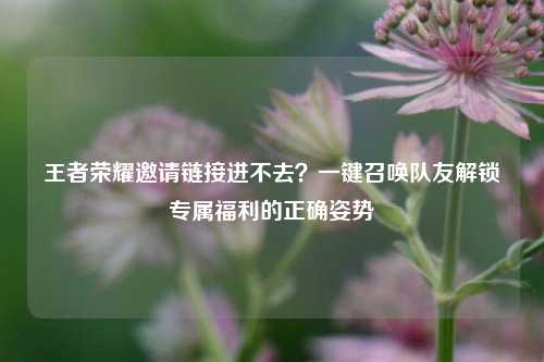 王者荣耀邀请链接进不去?一键召唤队友解锁专属福利的正确姿势