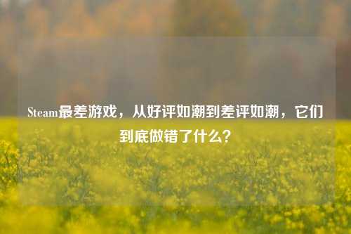 Steam最差游戏,从好评如潮到差评如潮,它们到底做错了什么?