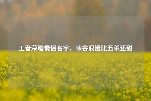 王者荣耀情侣名字,峡谷浪漫比五杀还甜