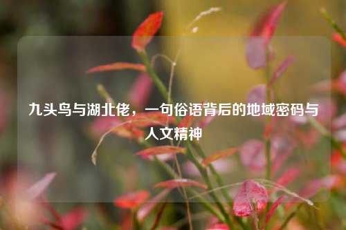 九头鸟与湖北佬,一句俗语背后的地域密码与人文精神