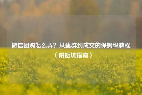 微信团购怎么弄?从建群到成交的保姆级教程(附避坑指南)