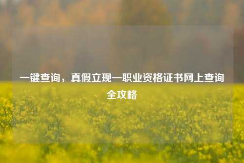 详细阅读:一键查询,真假立现—职业资格证书网上查询全攻略 一键查询,真假立现—职业资格证书网上查询全攻略
