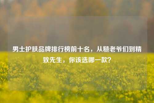 男士护肤品牌排行榜前十名，从糙老爷们到精致先生，你该选哪一款？