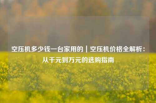 空压机多少钱一台家用的|空压机价格全解析:从千元到万元的选购指南