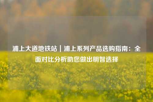 浦上大道地铁站|浦上系列产品选购指南:全面对比分析助您做出明智选择